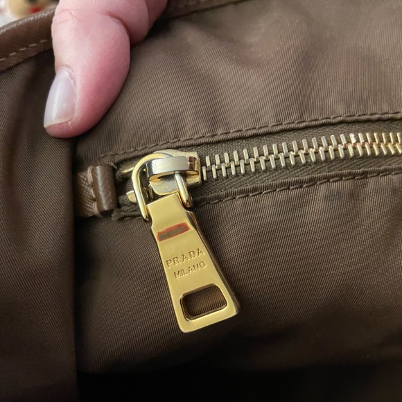 Prada Nylon Tote Saffiano Leather Tessuto Shoulder Tote Pre Loved Yellow - Picture 7 of 16